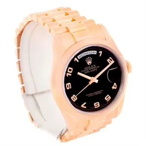 Replica Rolex President Day Date 18k Rose Gold Black Dial 118205