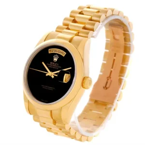 Replica Rolex President Day Date 18k Yellow Gold Black Onyx 118208