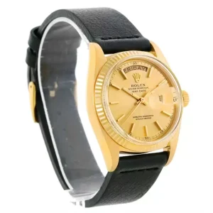 Replica Rolex 18k Yellow Gold President Day-Date Black Strap 1803