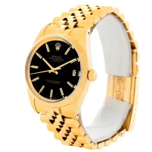 Rolex Date 14k Yellow Gold Black Dial Vintage Replica 15037