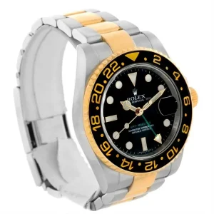 Replica Rolex GMT Master II Steel Yellow Gold Black Dial 116713LN