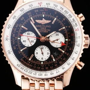 Breitling Navitimer Black Dial Rose Gold Case And Bracelet