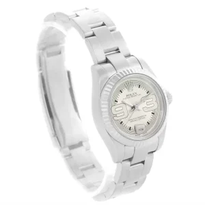Replica Rolex NonDate Stainless Steel 18K White Gold Ladies 176234