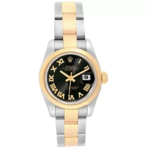 Rolex Datejust 26 Steel Yellow Gold Black Dial Ladies Replica 179163