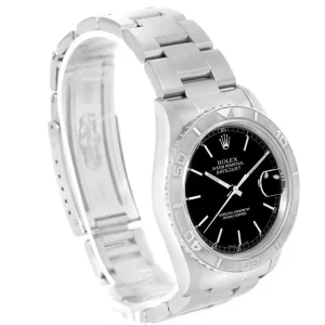 Fake Rolex Datejust Turnograph Steel 18k White Gold Black Dial Watch 16264