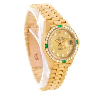 Replica Rolex President Datejust 18K Yellow Gold Diamonds Emeralds 79078