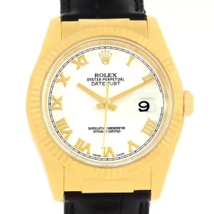 Rolex Datejust 18K Yellow Gold Black Strap Replica 116138