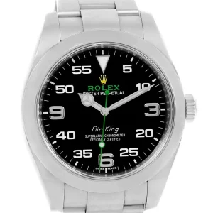 Replica Rolex Air King Black Dial Green Hand Steel 116900