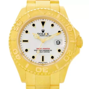 Replica Rolex Yachtmaster 18K Yellow Gold White Dial 16628