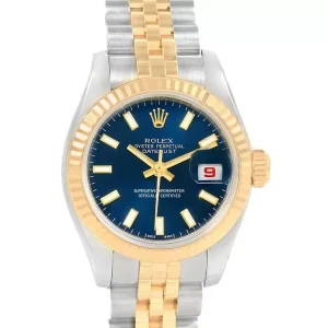 Rolex Datejust 26 Ladies Steel Yellow Gold Blue Dial Replica 179173