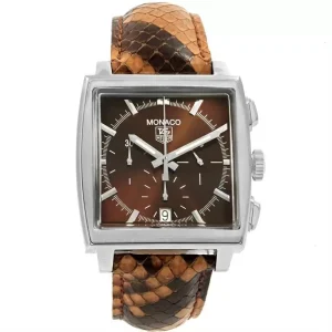 Tag Heuer Monaco Automatic Brown Dial Snake Strap Mens Replica Watches CW2114