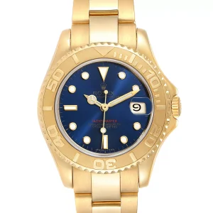 Replica Rolex Yachtmaster Midsize 18K Yellow Gold Blue Dial Unisex 68628