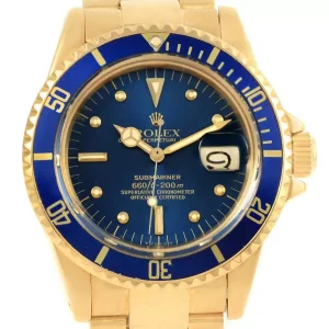 Replica Rolex Submariner 18K Yellow Gold Blue Dial Vintage 1680