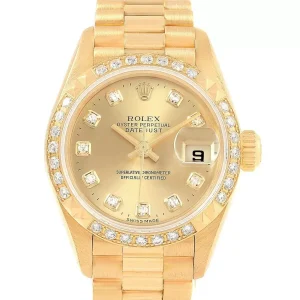 Replica Rolex President Datejust Yellow Gold Pyramid Bezel Diamond 79268