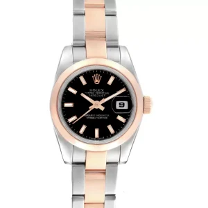 Rolex Datejust 26 Steel EveRose Gold Black Dial Ladies Replica 179161