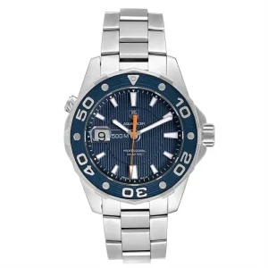 Tag Heuer Aquaracer 500M Blue Dial Orange Hand Steel Mens Replica Watches WAJ1112