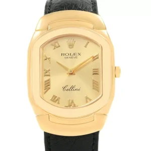 Replica Rolex Cellini 18k Yellow Gold Black Strap 6633