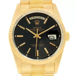 Fake Rolex Day-Date President Yellow Gold Tapestry Dial Watch 18048