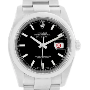 Rolex Datejust 36 Black Baton Dial Steel Replica 116200