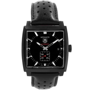 Tag Heuer Monaco Black Red Leather Strap Mens Replica Watches WW2119