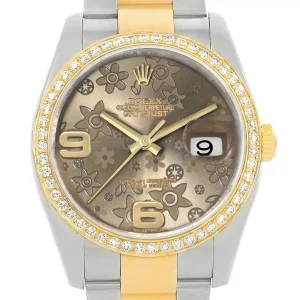 Rolex Datejust 36 Steel Yellow Gold Bronze Flower Dial Replica 116243