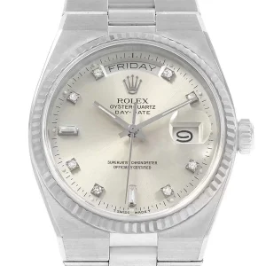 Replica Rolex Oysterquartz President Day-Date White Gold Diamond 19019