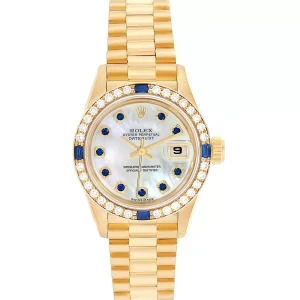 Replica Rolex President Datejust 26 Yellow Gold Diamond Sapphire Ladies 79088