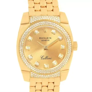 Replica Rolex Cellini Cestello 18K Yellow Gold Diamond Ladies 6311