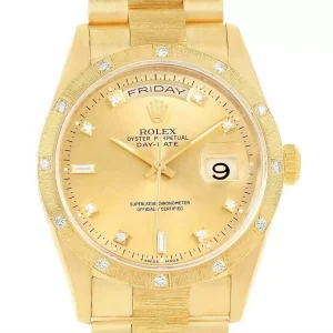 Replica Rolex President Crown Collection 18K Yellow Gold Diamond 18108