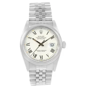 Rolex Datejust 36mm White Buckley Dial Steel Vintage Replica 16000