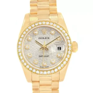 Replica Rolex President 26mm Yellow Gold Diamond Ladies 179138