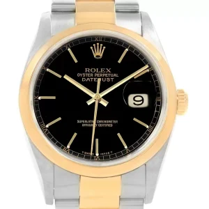 Rolex Datejust 36 Steel Yellow Gold Black Dial Replica 16203