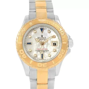 Replica Rolex Yachtmaster 18K Yellow Gold Steel MOP Sapphire Ladies 169623