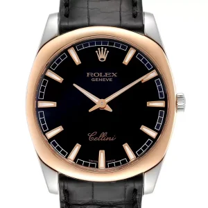 Replica Rolex Cellini Danaos 18k White and Rose Gold Black Dial 4243