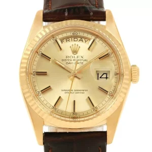 Replica Rolex President Day-Date 18k Yellow Gold Brown Strap 1804