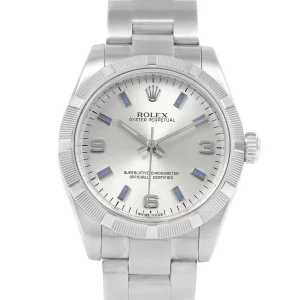 Replica Rolex Midsize 31 Silver Dial Blue Hour Markers Steel Ladies 177210