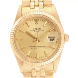Rolex Date 14k Yellow Gold Jubilee Bracelet Vintage Replica 15038
