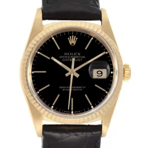 Rolex Date 18k Yellow Gold Black Dial Automatic Replica 16238