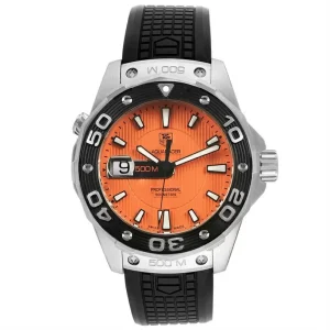 Tag Heuer Aquaracer 500M Orange Dial Rubber Strap Mens Replica Watches WAJ1113