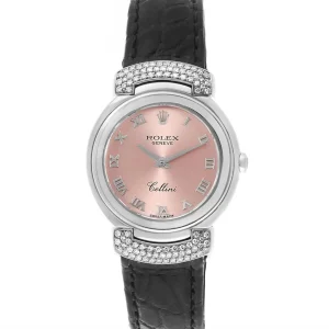 Replica Rolex Cellini Cellissima Pink Dial White Gold Diamond Ladies 6672