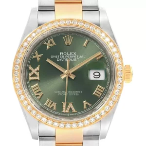 Rolex Datejust 36 Steel Yellow Gold Green Diamond Replica 126283