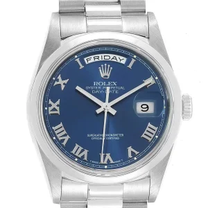 Replica Rolex President Day-Date Platinum Blue Roman Dial 18206