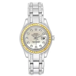 Replica Rolex Pearlmaster Masterpiece White Gold Diamond Sapphire 69309