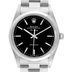 Replica Rolex Air King 34 Black Baton Dial Automatic Steel 14000