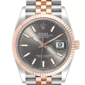 Rolex Datejust 36 Rhodium Dial Steel EveRose Gold Replica 126231