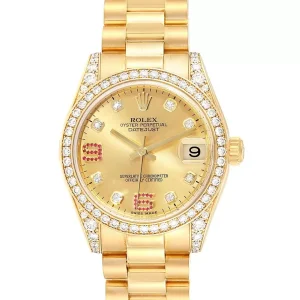 Replica Rolex President 31 Midsize Yellow Gold Diamond Ruby Ladies 178158