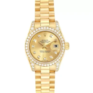 Replica Rolex President 26 Yellow Gold Diamond Ladies 179158