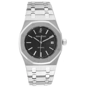 Replica Audemars Piguet Royal Oak Black Dial Steel Mens Clone 15300
