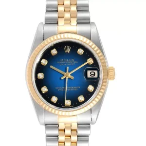 Rolex Datejust Midsize 31 Steel Yellow Gold Vignette Diamond Replica 78273