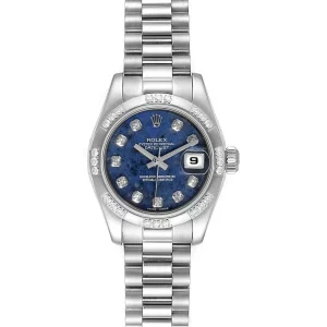 Replica Rolex President White Gold Sodalite Diamond Ladies 179369
